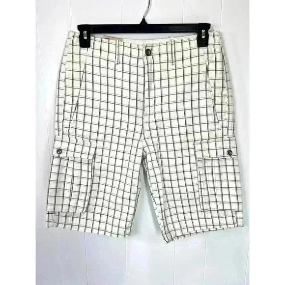 Levis Cargo Shorts Men’s 30 White Black Plaid Relaxed Fit White Tab Cotton NEW - Picture 3 of 12